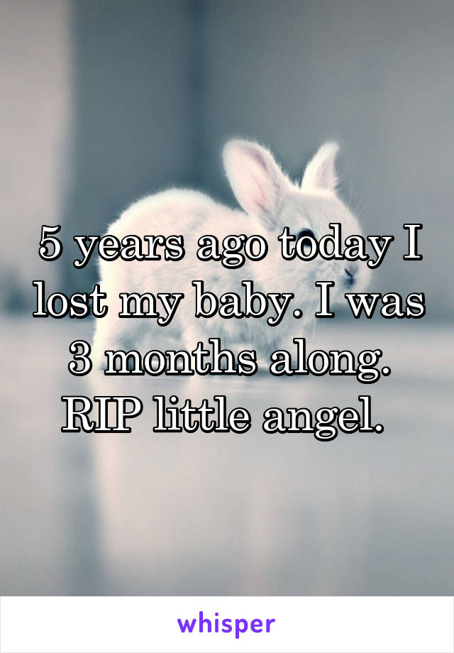 5 years ago today I lost my baby. I was 3 months along. RIP little angel. 