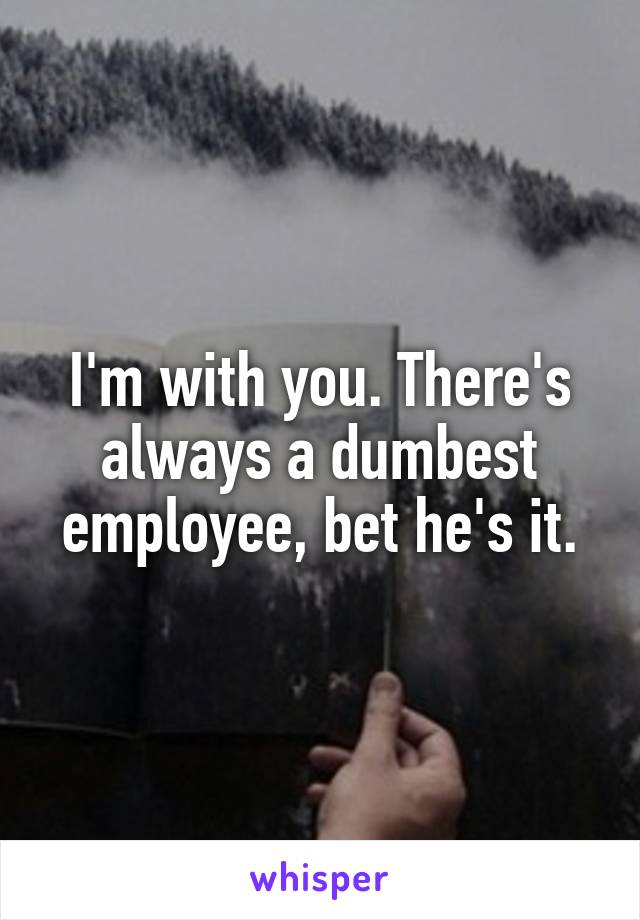 I'm with you. There's always a dumbest employee, bet he's it.