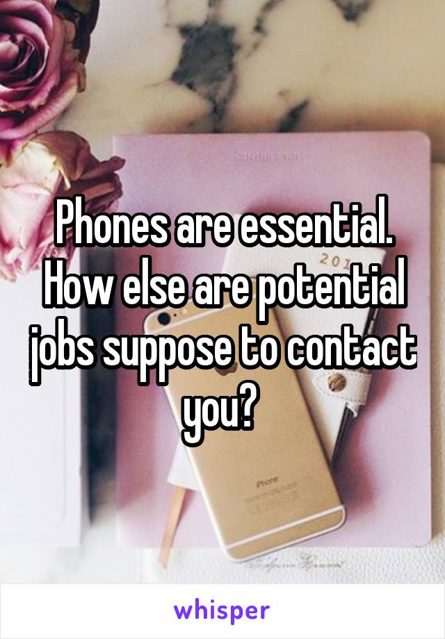 Phones are essential. How else are potential jobs suppose to contact you? 