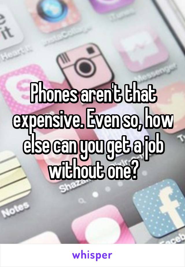 Phones aren't that expensive. Even so, how else can you get a job without one?