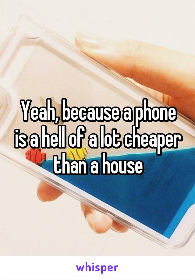 Yeah, because a phone is a hell of a lot cheaper than a house