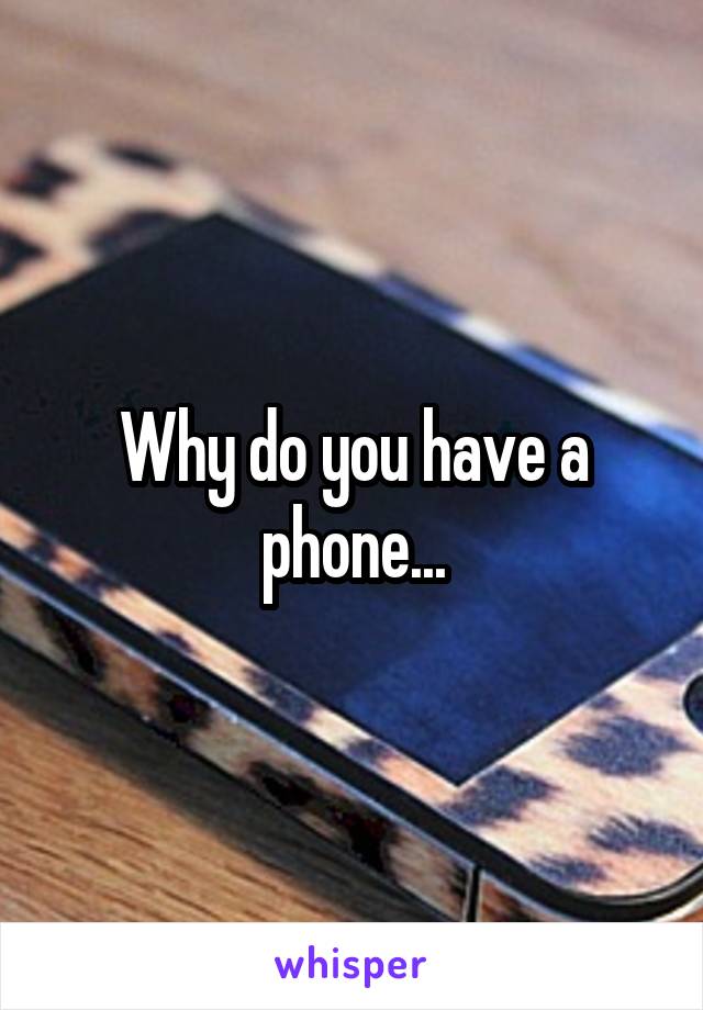 Why do you have a phone...