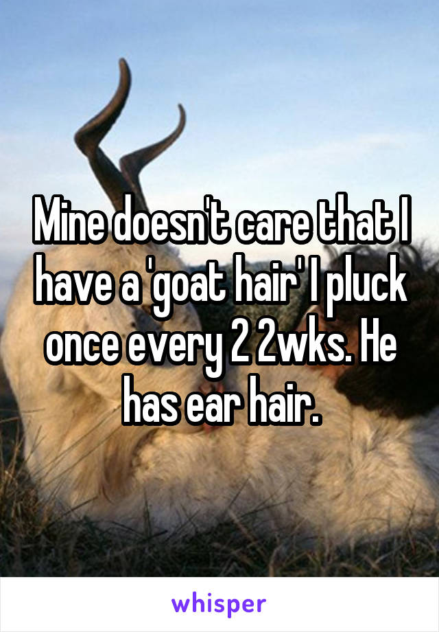 Mine doesn't care that I have a 'goat hair' I pluck once every 2 2wks. He has ear hair.