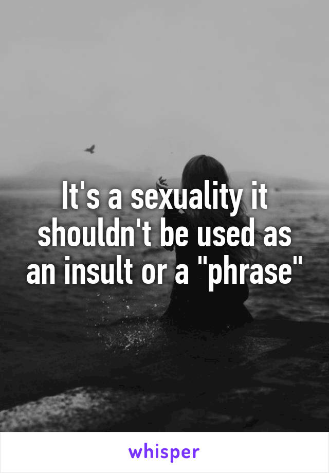 It's a sexuality it shouldn't be used as an insult or a "phrase"