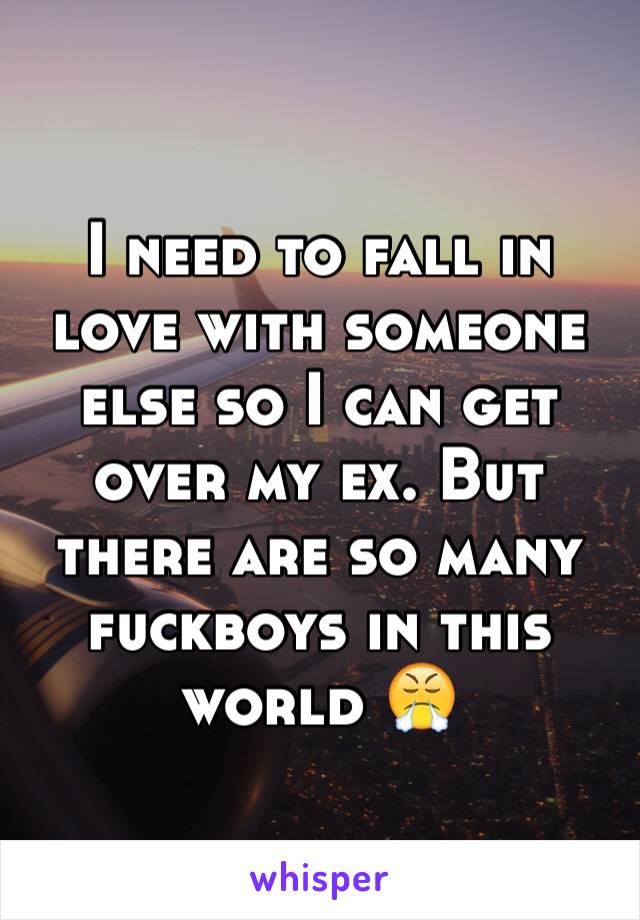 I need to fall in love with someone else so I can get over my ex. But there are so many fuckboys in this world ðŸ˜¤