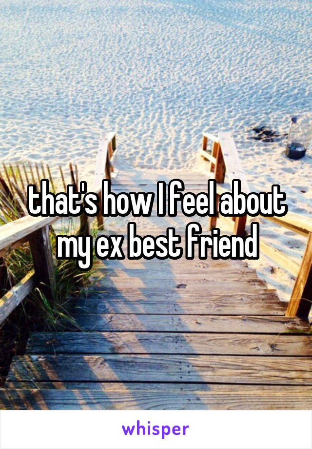 that's how I feel about my ex best friend