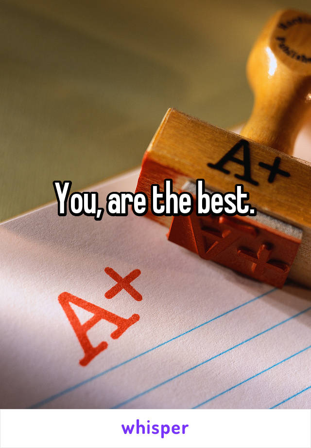 You, are the best. 
