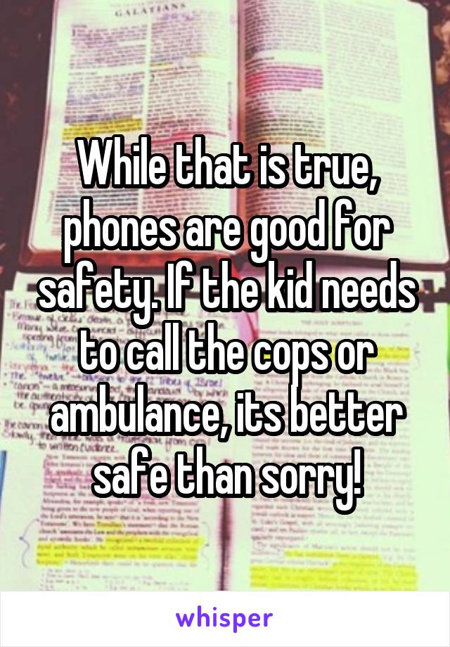 While that is true, phones are good for safety. If the kid needs to call the cops or ambulance, its better safe than sorry!