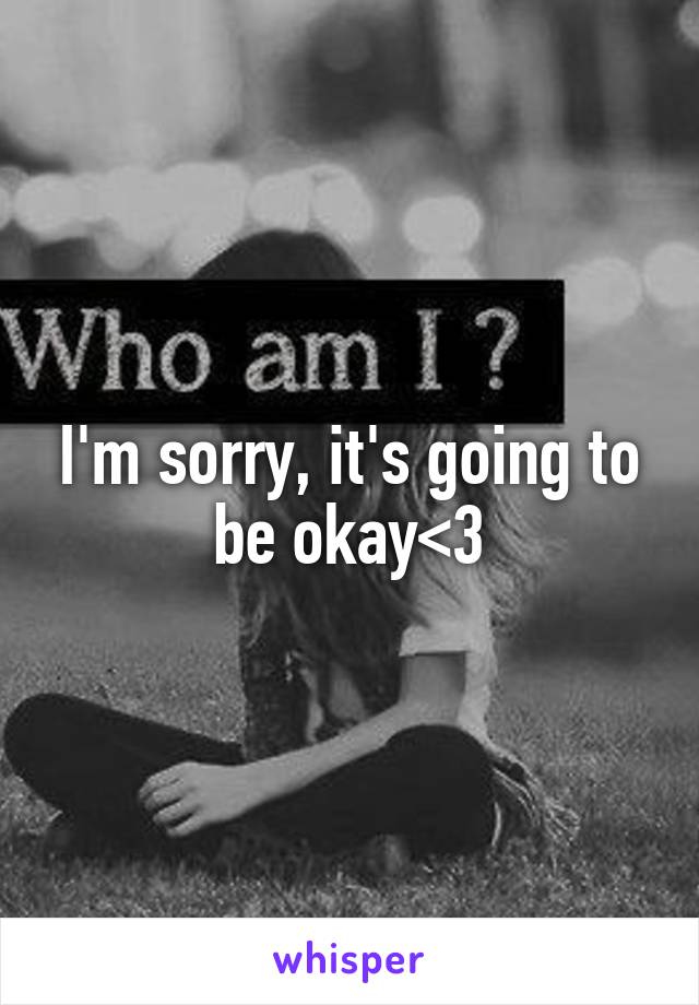 I'm sorry, it's going to be okay<3