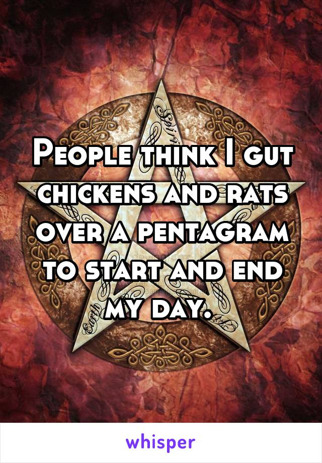 People think I gut chickens and rats over a pentagram to start and end my day. 