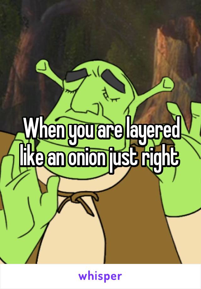 When you are layered like an onion just right 