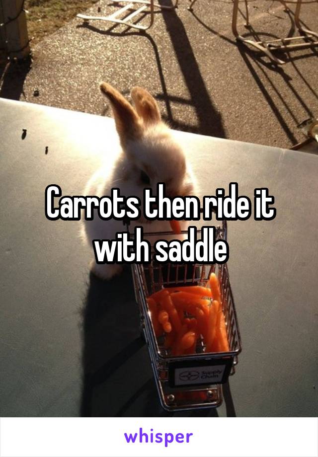 Carrots then ride it with saddle