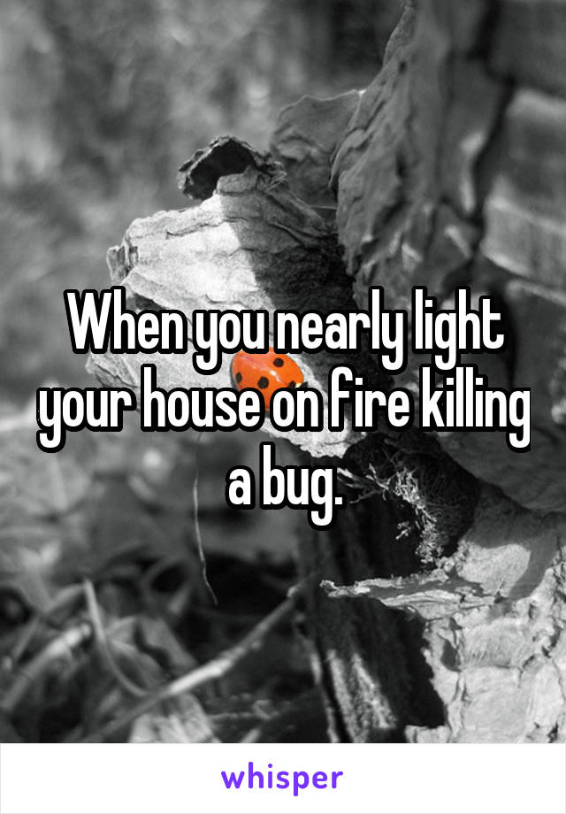 When you nearly light your house on fire killing a bug.