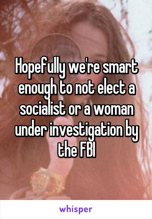 Hopefully we're smart enough to not elect a socialist or a woman under investigation by the FBI