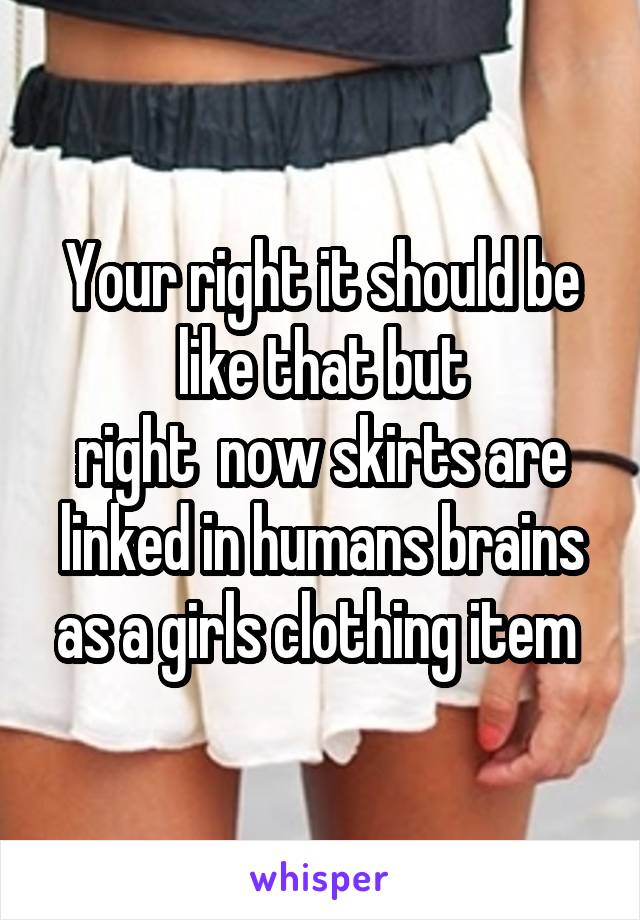 Your right it should be like that but
right  now skirts are linked in humans brains as a girls clothing item 