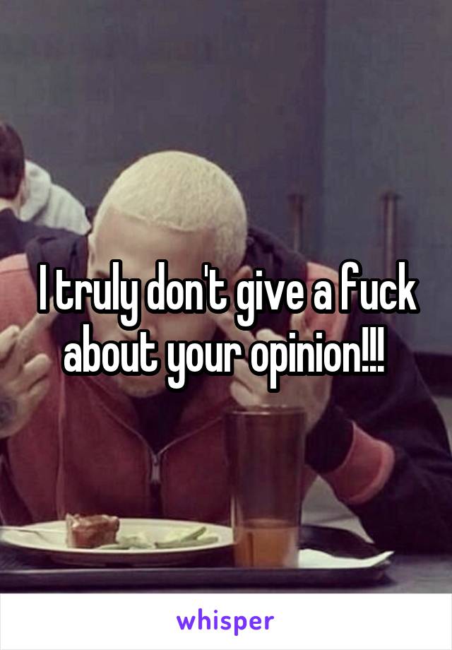 I truly don't give a fuck about your opinion!!! 