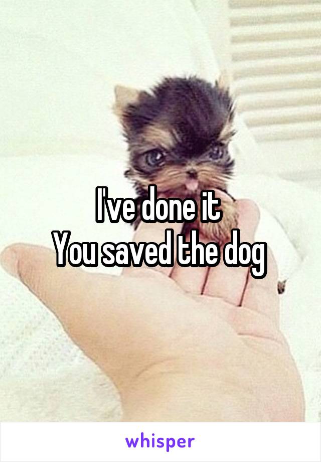 I've done it 
You saved the dog 