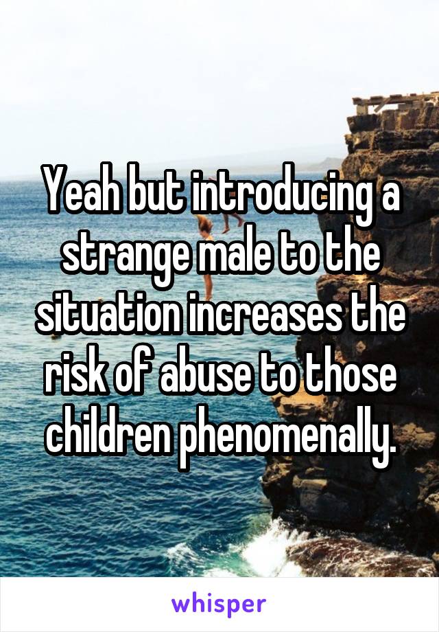 Yeah but introducing a strange male to the situation increases the risk of abuse to those children phenomenally.
