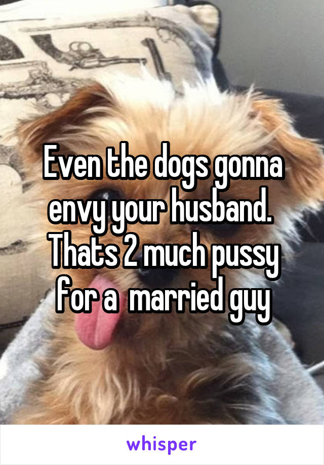 Even the dogs gonna envy your husband. 
Thats 2 much pussy for a  married guy