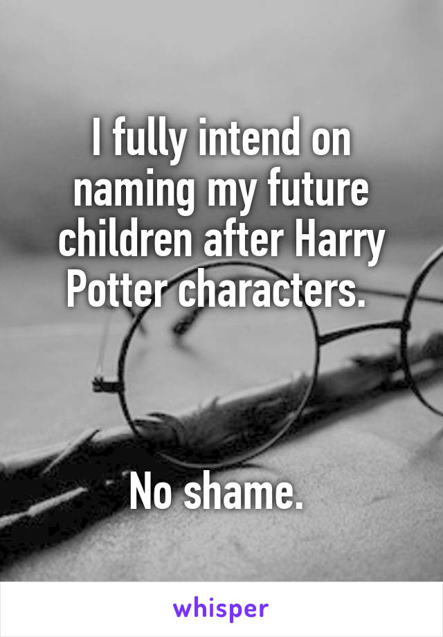 I fully intend on naming my future children after Harry Potter characters. 



No shame. 