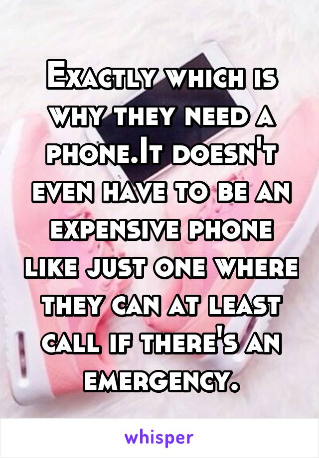 Exactly which is why they need a phone.It doesn't even have to be an expensive phone like just one where they can at least call if there's an emergency.