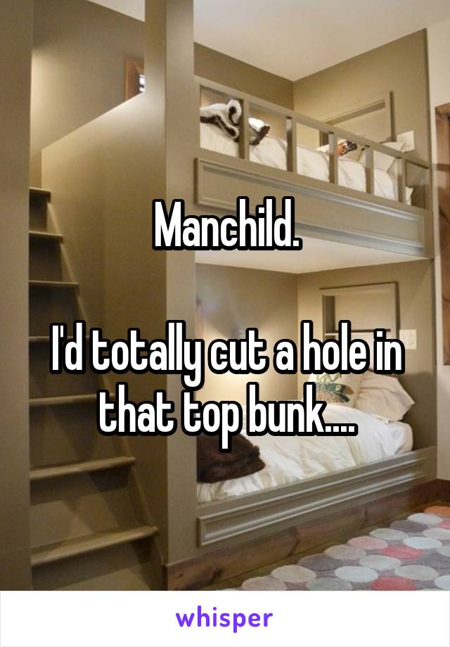 Manchild.

I'd totally cut a hole in that top bunk....