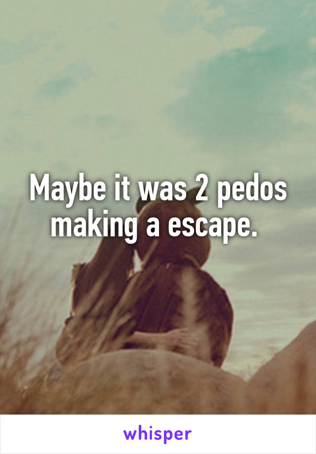 Maybe it was 2 pedos making a escape. 
