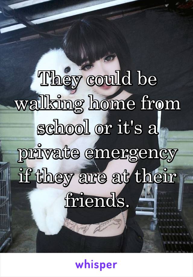 They could be walking home from school or it's a private emergency if they are at their friends.