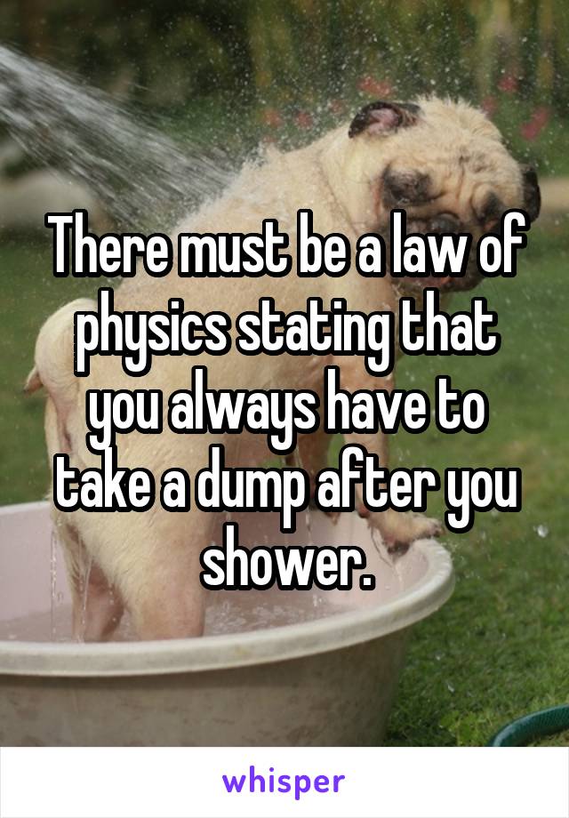 There must be a law of physics stating that you always have to take a dump after you shower.