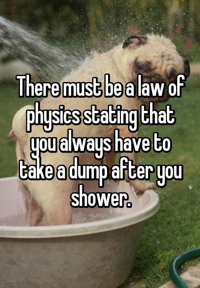 There must be a law of physics stating that you always have to take a dump after you shower.