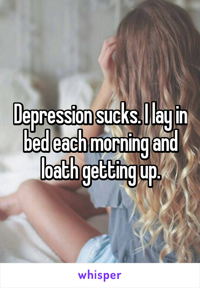 Depression sucks. I lay in bed each morning and loath getting up.
