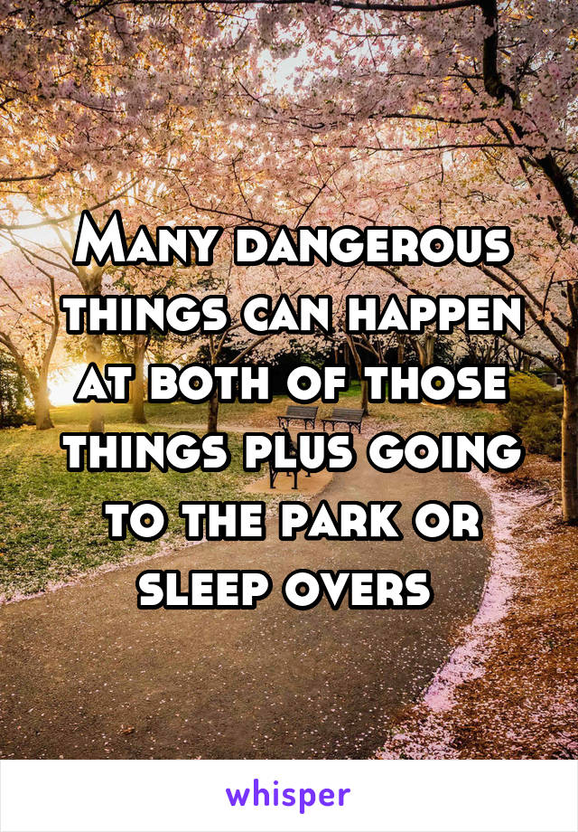 Many dangerous things can happen at both of those things plus going to the park or sleep overs 