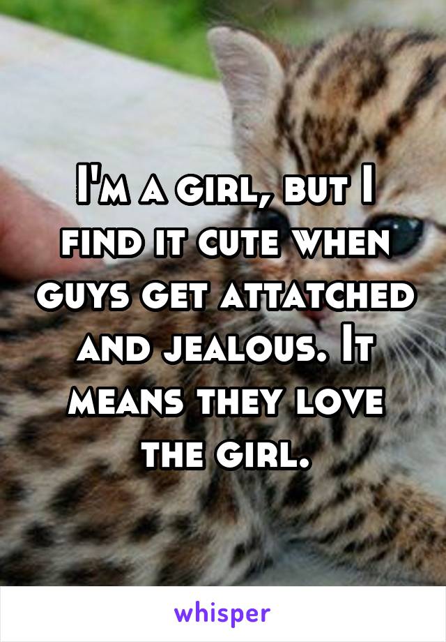 I'm a girl, but I find it cute when guys get attatched and jealous. It means they love the girl.