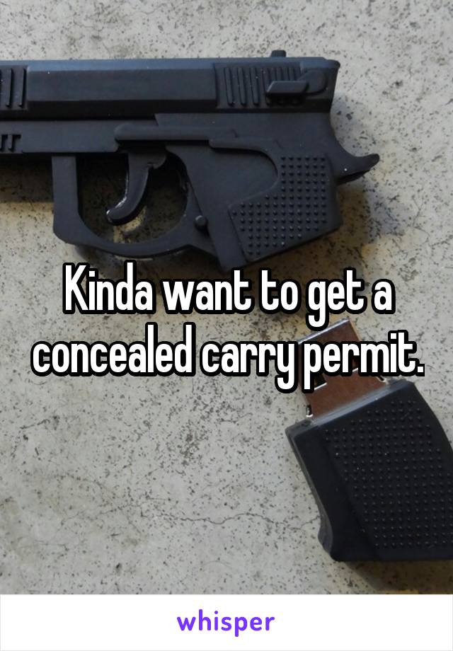 Kinda want to get a concealed carry permit.