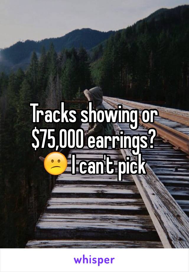 Tracks showing or $75,000 earrings?
😕 I can't pick