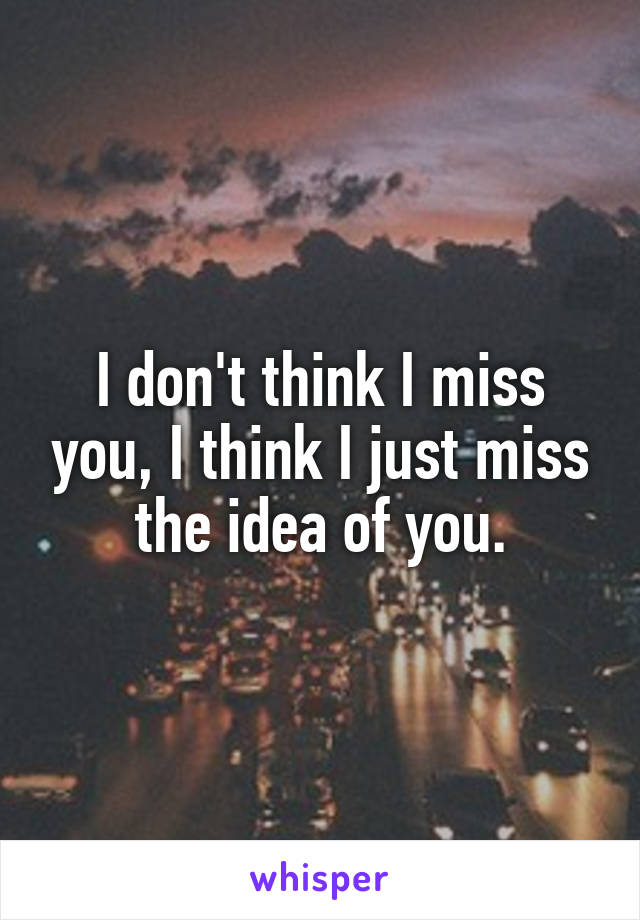 I don't think I miss you, I think I just miss the idea of you.