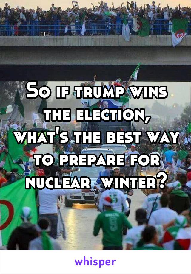 So if trump wins the election, what's the best way to prepare for nuclear  winter?