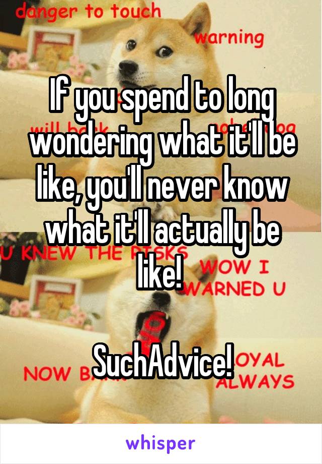 If you spend to long wondering what it'll be like, you'll never know what it'll actually be like! 

SuchAdvice!