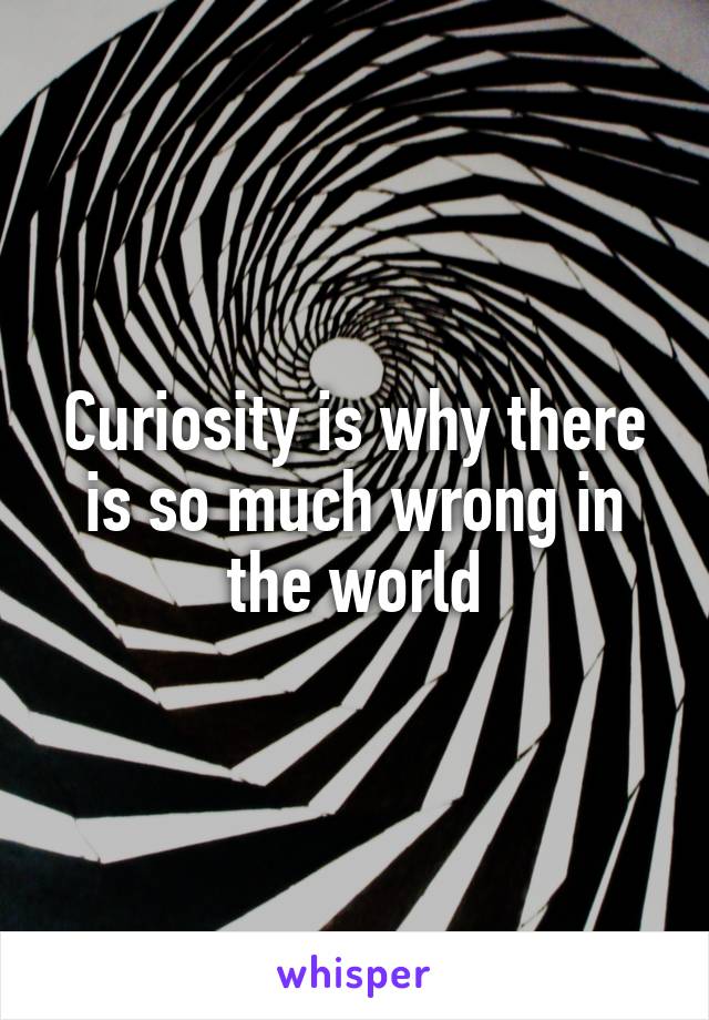 Curiosity is why there is so much wrong in the world