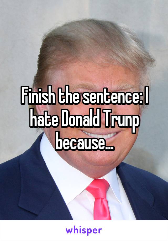 Finish the sentence: I hate Donald Trunp because...