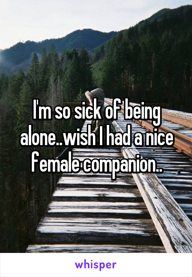 I'm so sick of being alone..wish I had a nice female companion..