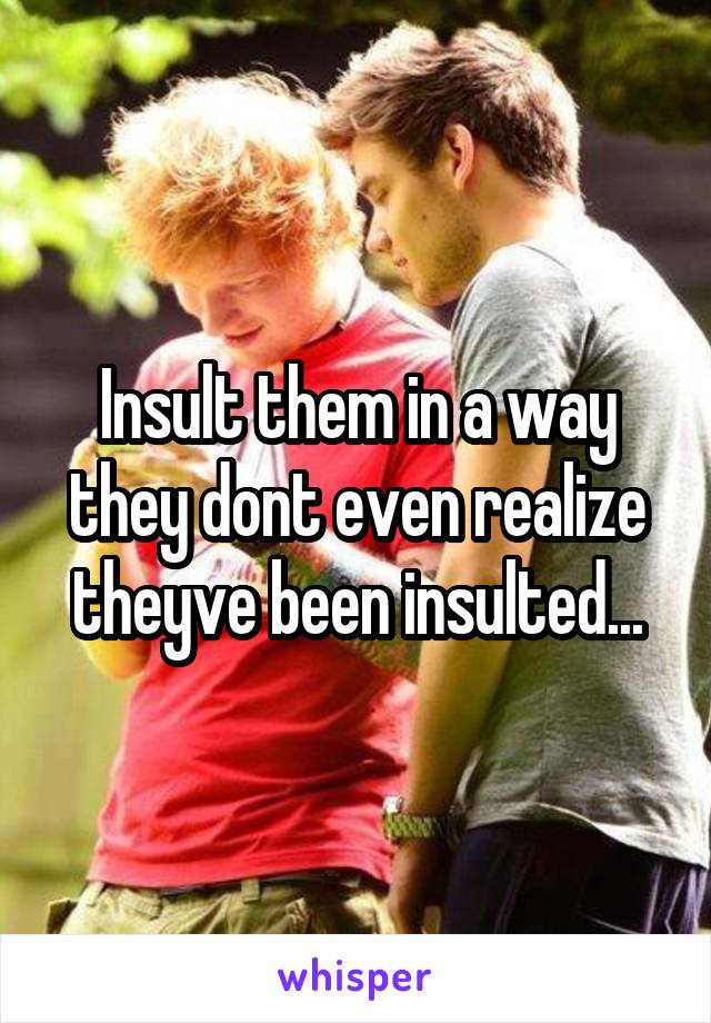 Insult them in a way they dont even realize theyve been insulted...