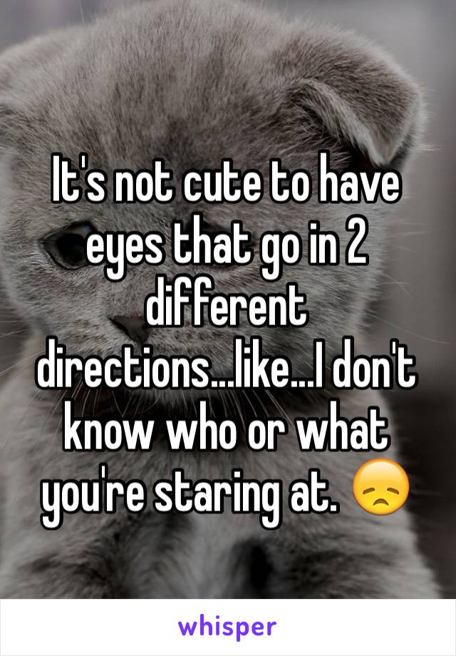 It's not cute to have eyes that go in 2 different directions...like...I don't know who or what you're staring at. 😞