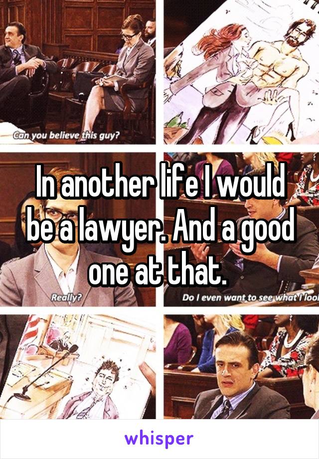 In another life I would be a lawyer. And a good one at that. 