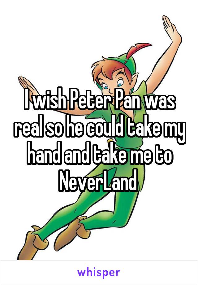 I wish Peter Pan was real so he could take my hand and take me to NeverLand 