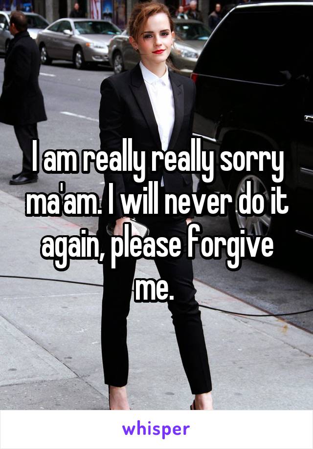 I am really really sorry ma'am. I will never do it again, please forgive me. 