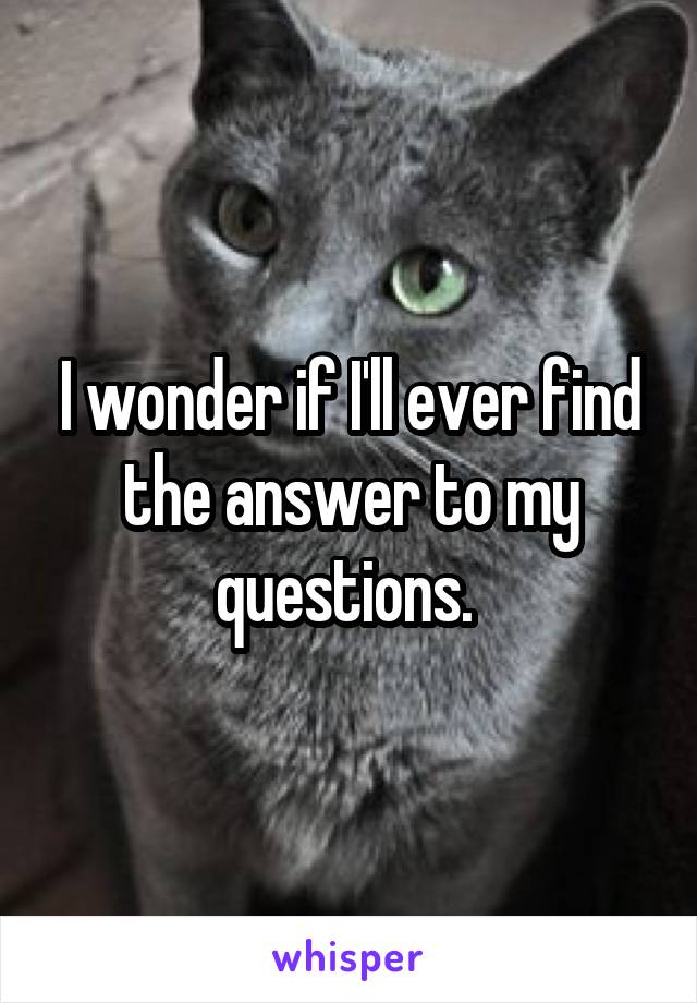 I wonder if I'll ever find the answer to my questions. 