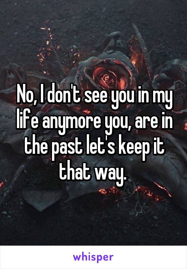 No, I don't see you in my life anymore you, are in the past let's keep it that way. 