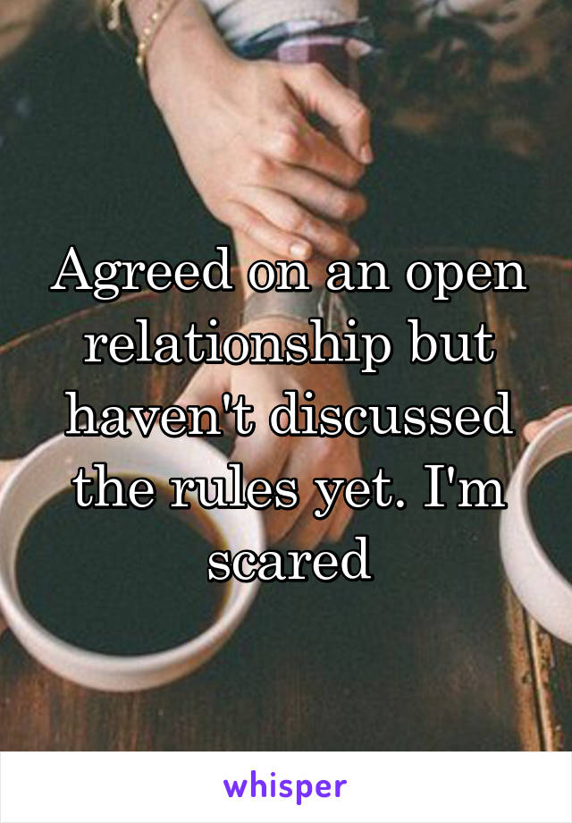 Agreed on an open relationship but haven't discussed the rules yet. I'm scared