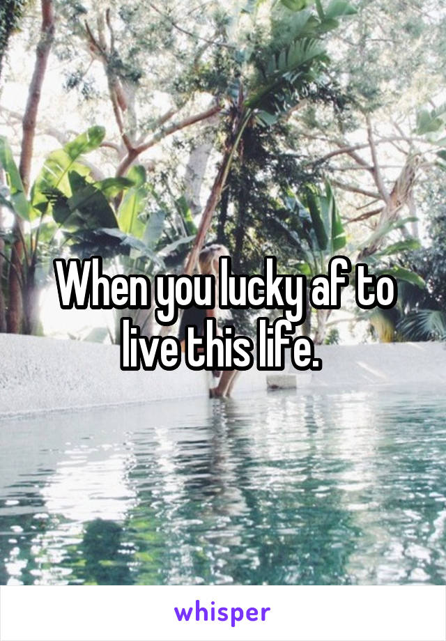 When you lucky af to live this life. 